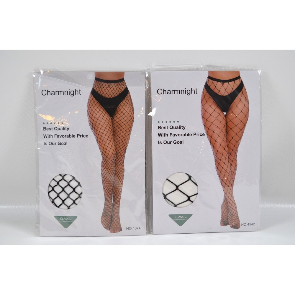 Charmnight Womens High Waist Fishnet Stockings High Pantyhose 2 Pair 4074 / 4542
